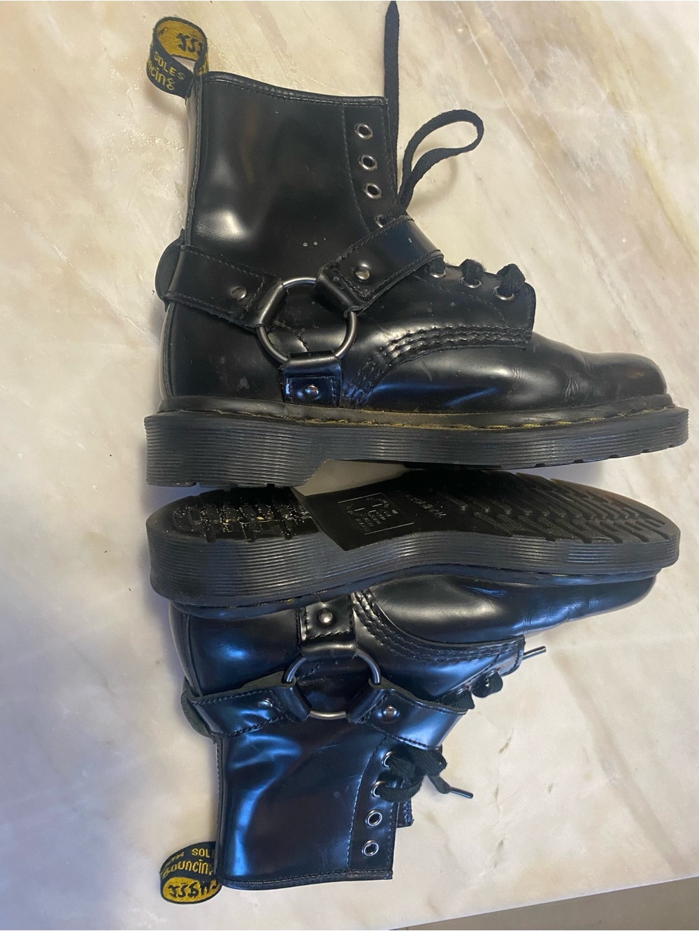 Dr. Martens 1460 Harness Black Leather Combat Boots Buckle Detail UK 3 US L 5 - Picture 6 of 10